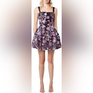 Elliatt Black and Purple Floral Mini Dress